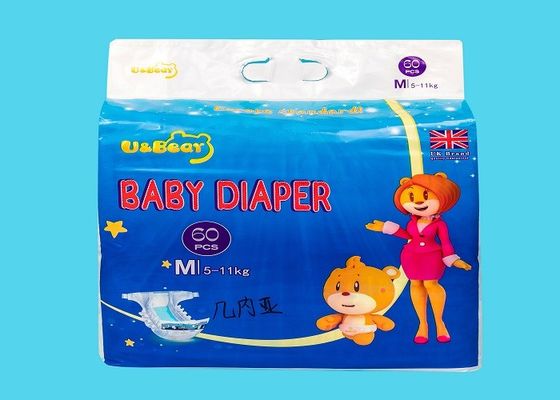 Putih Bernapas Backsheet Popok Bayi Lembut 390 * 320mm Kartun Dicetak