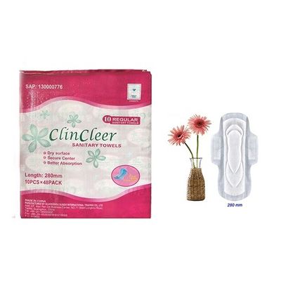 Penggunaan Malam 290mm Cotton Sanitary Napkin Ultra Panjang Bernapas PE Film